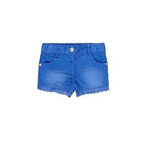 Blue Distressed Denim Shorts with Frayed Hem